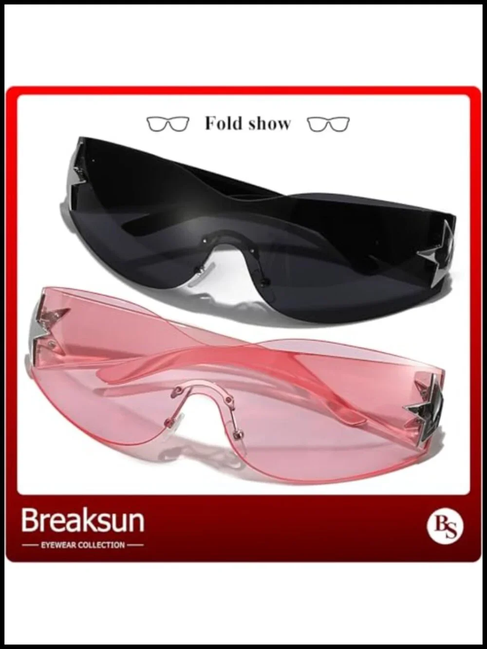 Rimless Y2K Wrap Around Sunglasses Trendy Frameless Shades Unisex